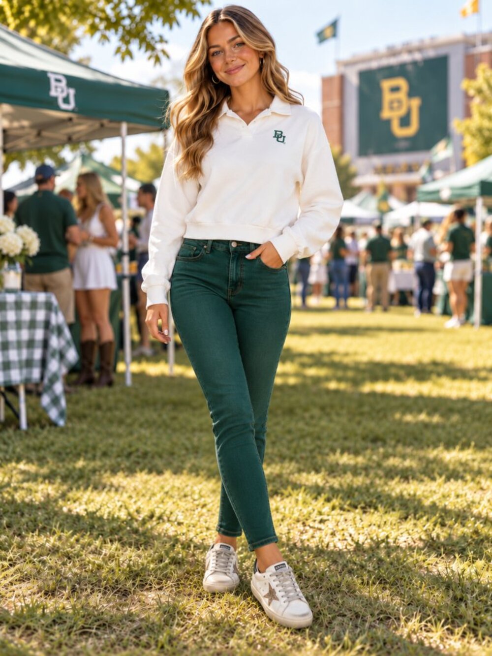 League Baylor University Women’s Collared Pullover Varsity White Size S